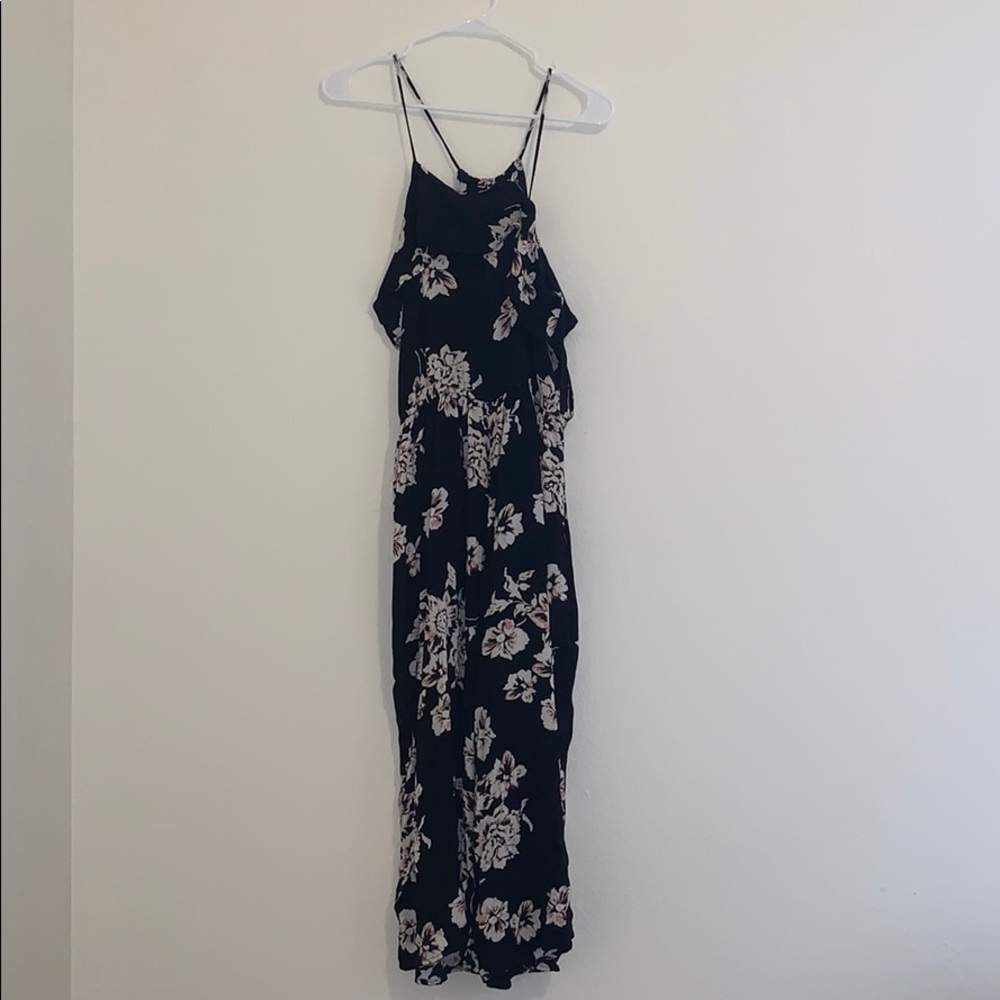 Black and Pink Floral Jumpsuit